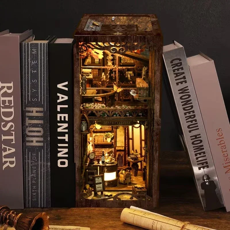 Diy Wooden Book Nook Kit Shelf Insert - Estantería para Libros Serenity Coffee House,