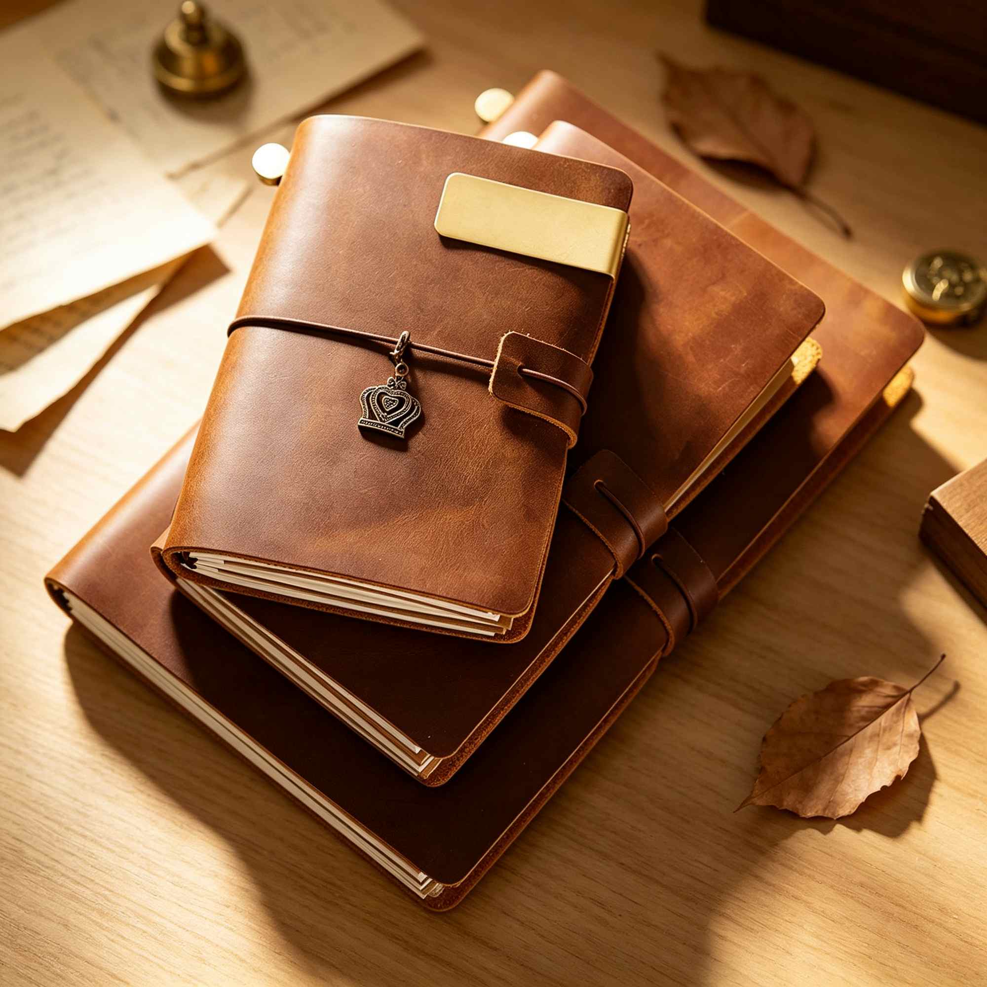 Vintage Leather Journal Notebook - Diario de viaje con cubierta de